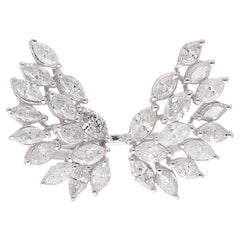 Bague manchette en or blanc 18 carats avec diamant marquise de 2,27 carats