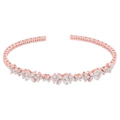 Pulsera brazalete con diamantes redondos y pera SI/HI de 0,96 quilates Oro rosa de 18 quilates