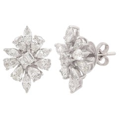 2.60 Carat SI Clarity HI Color Diamond Stud Earrings 18 Karat White Gold Jewelry