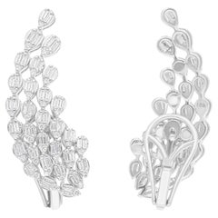 1.31 Carat SI/H Baguette Round Diamond Earrings 14 Karat White Gold Fine Jewelry