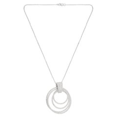 Real 3.20 Carat SI/HI Diamond Multi Circle Pendant Necklace 14 Karat White Gold