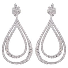 3.10 Carat SI Clarity HI Color Diamond Dangle Earrings 14k White Gold Jewelry