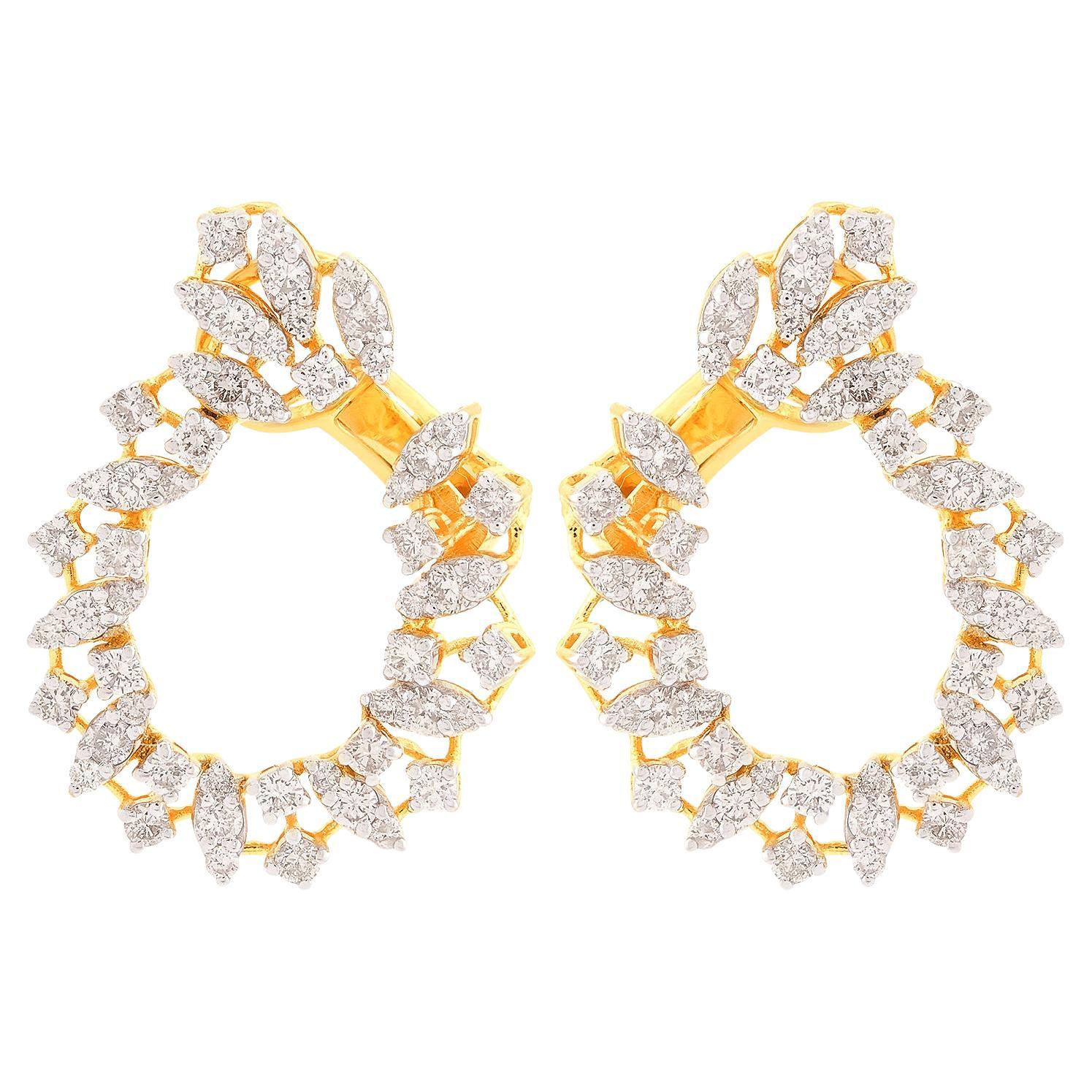 2,07 Carati SI Chiarezza HI Colore Orecchini a cerchio con diamanti Gioielli in oro giallo 14k