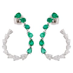 Natürliche 1,42 Karat Smaragd-Ohrringe  1,20 Karat Birne Diamant 18 Karat Weißgold