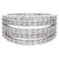 1,62 Karat Pave Diamant Multi Layer Ring aus 18 Karat Weißgold Handgefertigt