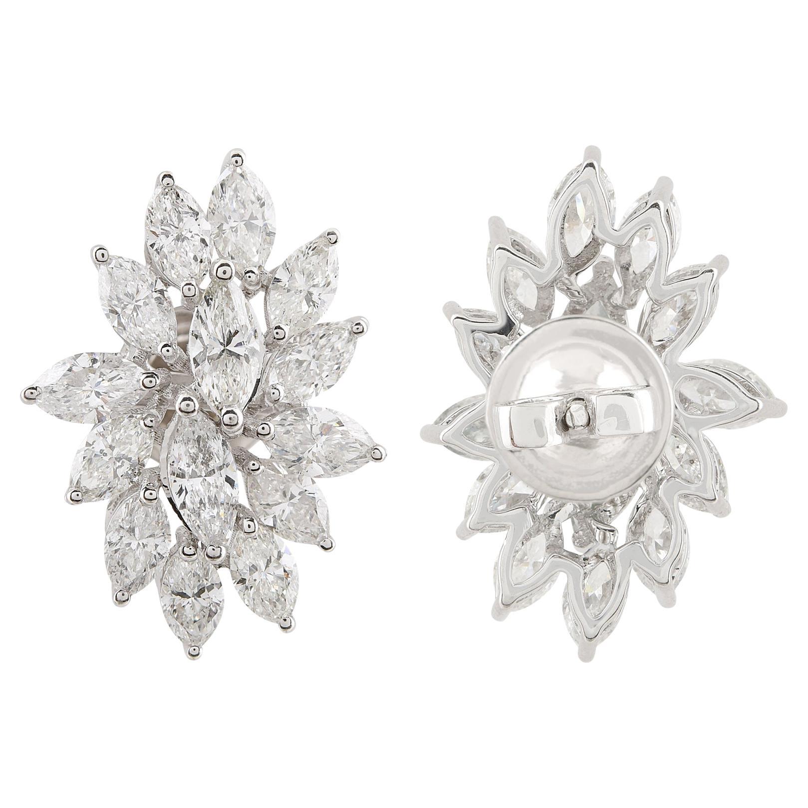 Pendientes de diamantes auténticos de 4,03 quilates de oro blanco macizo de 18 quilates con claridad SI y color HI