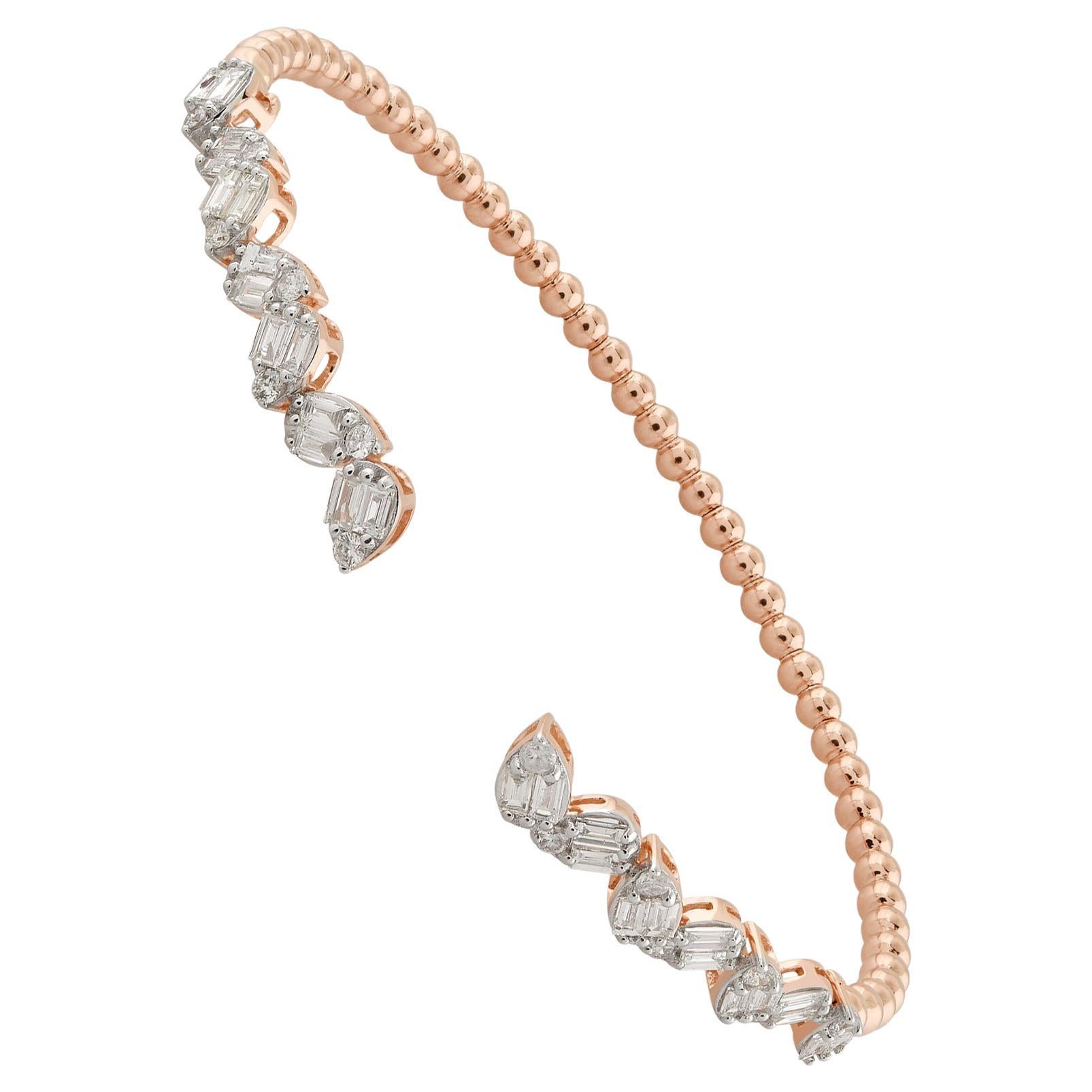 1,17 quilates SI/HI Baguette Diamante Brazalete Brazalete fino Oro rosa 18 quilates