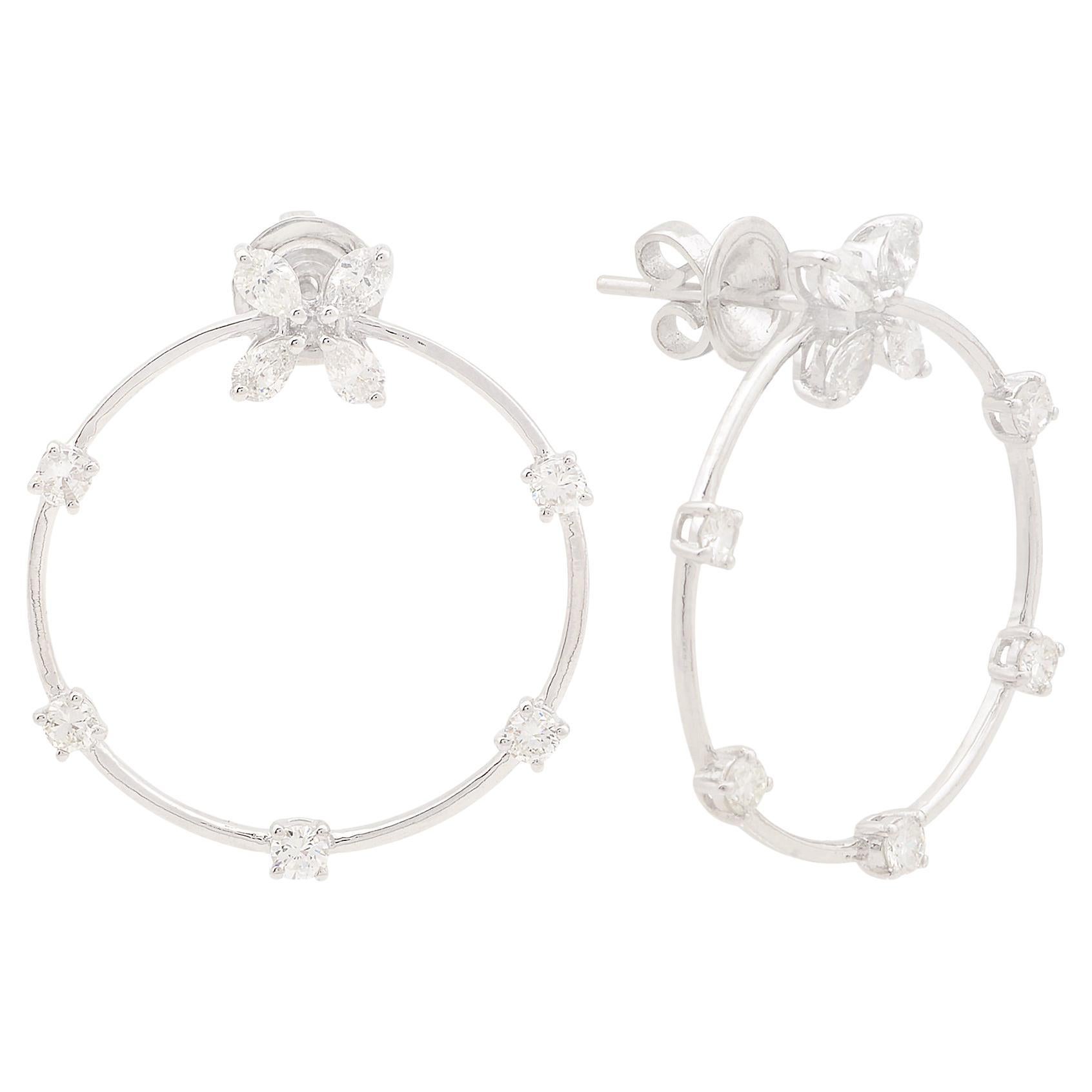 1.55 Carat Pear Diamond Circle Stud Ears Solid 18k White Gold Fine Jewelry (Boucles d
oreilles en or blanc poire) en vente