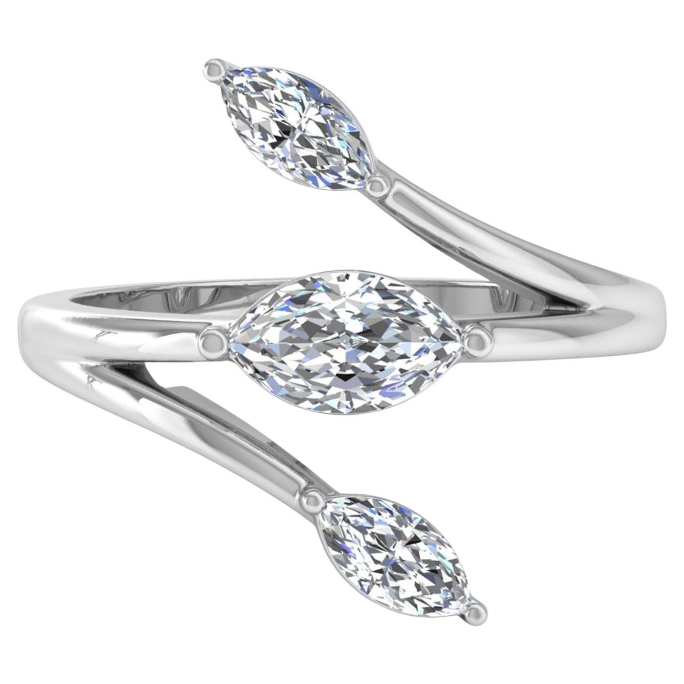 Natürlicher 1,11 Karat SI/H Marquise Diamond Leaf Ring Massiv 18 Karat Weißgold