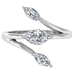 Natural 1.11 Carat SI/H Marquise Diamond Leaf Ring Solid 18 Karat White Gold