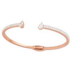 Bracelet manchette en or rose 18 carats avec diamants ronds taille poire SI/HI de 1,84 carat