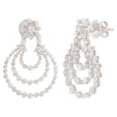 2,20 Karat SI Reinheit HI Farbe Diamant Pave Dangle Ohrringe 18k Weißgold