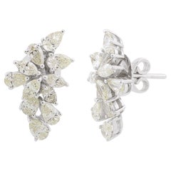 Natural 1.86 Carat SI/H Pear Marquise Diamond Earrings 18 Karat White Gold