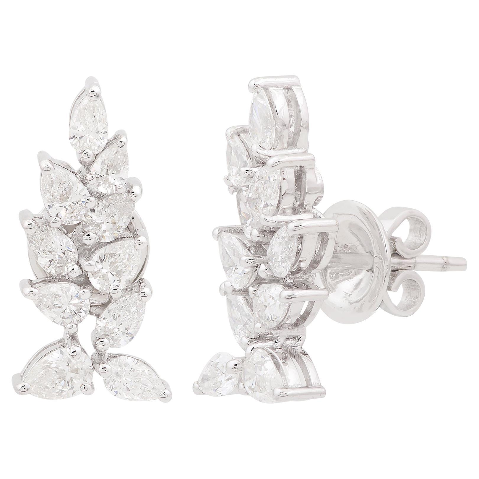 1,81 Karat SI Reinheit HI Farbe Birnenform Diamant Ohrringe 18 Karat Weißgold