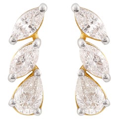 Orecchini di diamanti naturali a pera e marquise da 0,85 carati SI/H in oro giallo 18 carati