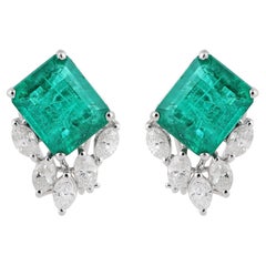 Orecchini a perno con pietre preziose lavorate Diamante Marquise Gioielli in oro bianco massiccio 18 carati