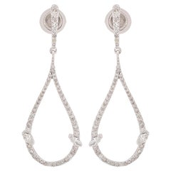 1,15 Karat SI Reinheit HI Farbe Diamant Tropfen Ohrringe 14k Weißgold Feiner Schmuck