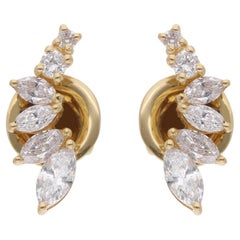 Gioielli fatti a mano con diamanti e orecchini di ogni giorno in oro giallo 18 carati