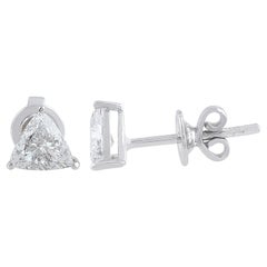 Orecchini a perno con diamante solitario Trillion SI/HI per tutti i giorni Oro bianco 18 carati