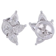 1,5 CTW SI Reinheit HI Farbe Diamant Cluster Ohrstecker 18 Karat Weißgold