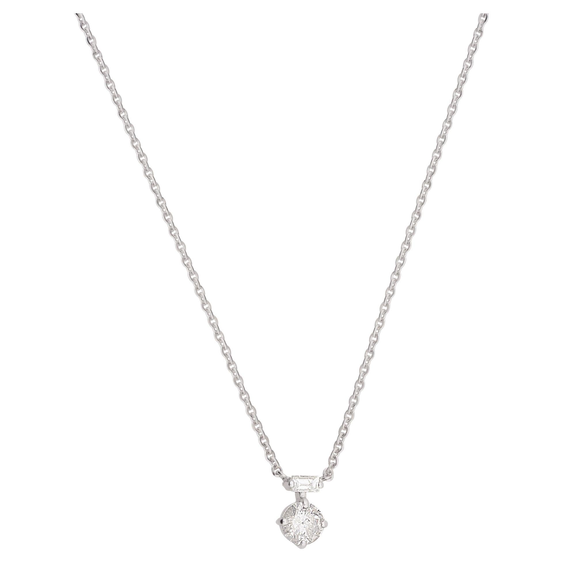 Collana a catena con diamanti taglio Brilliante 0,52 CTW in oro bianco massiccio 14k Gioielli di pregio