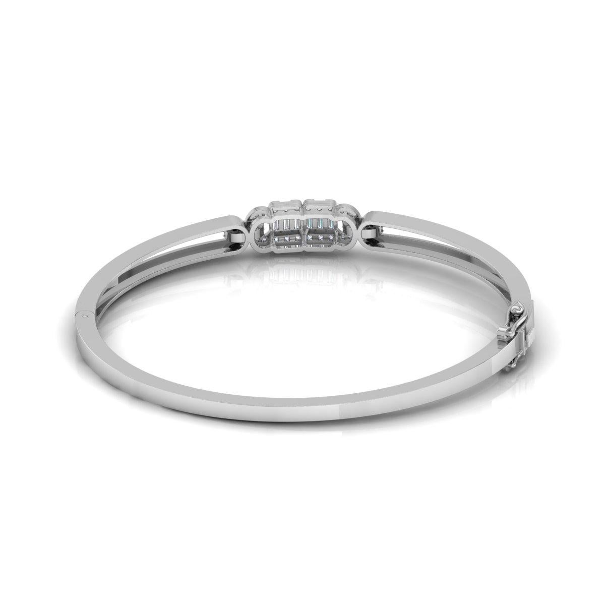 0,55 quilates SI Claridad HI Color Diamante Baguette Pulsera Joyas de oro blanco de 14k en venta 1