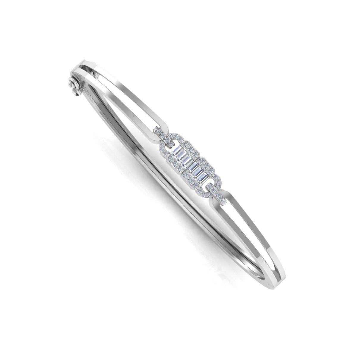 De las mujeres 0,55 quilates SI Claridad HI Color Diamante Baguette Pulsera Joyas de oro blanco de 14k en venta
