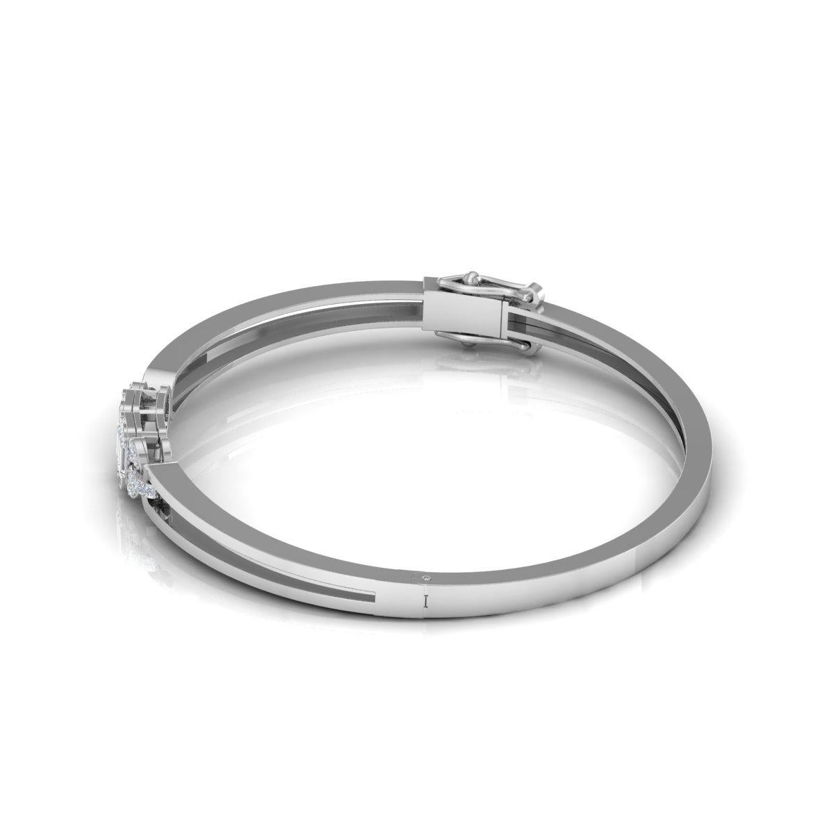 0,55 quilates SI Claridad HI Color Diamante Baguette Pulsera Joyas de oro blanco de 14k en venta 2