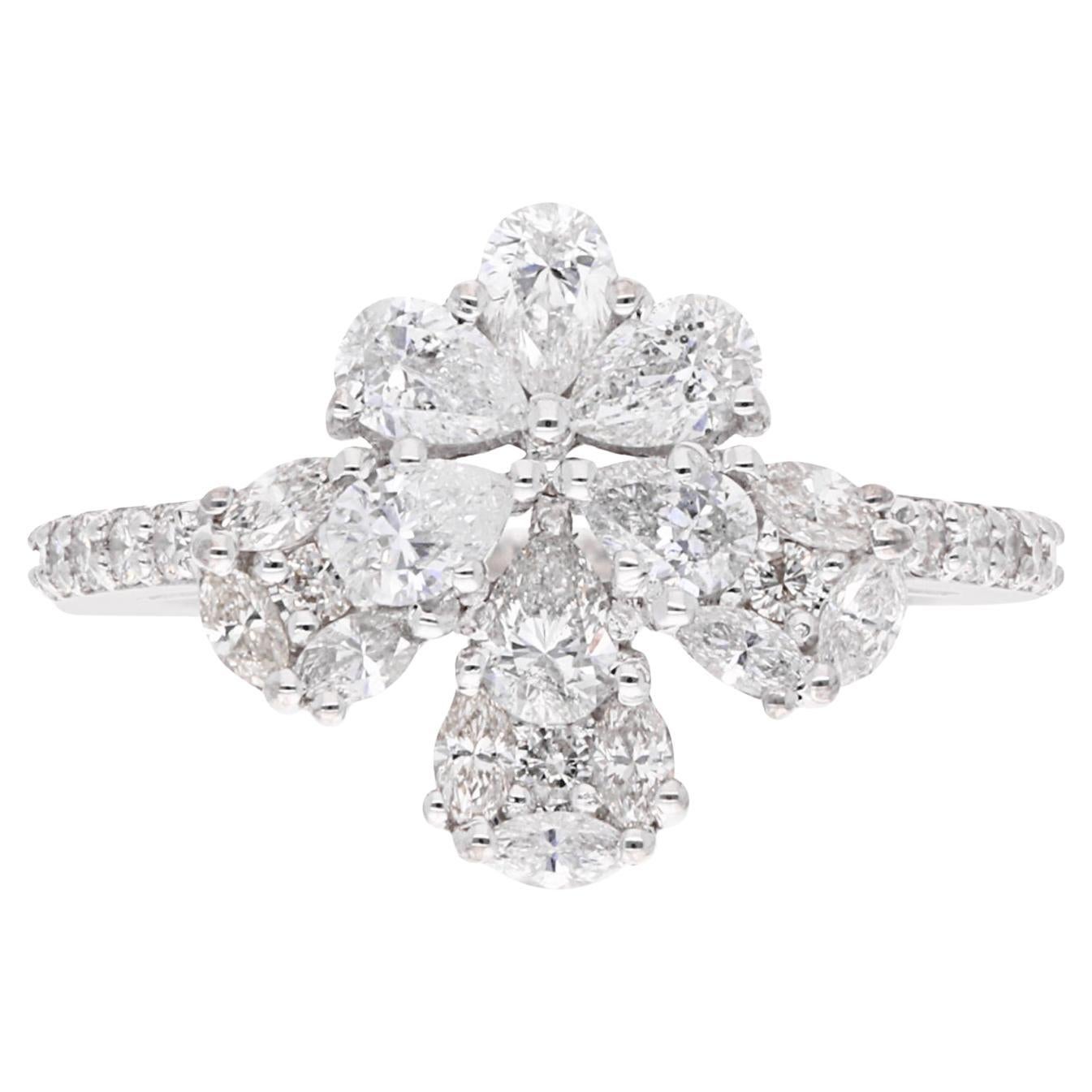 1,40 Karat SI/Hi Birne & Marquise Diamant Designer Ring 18 Karat Weißgold