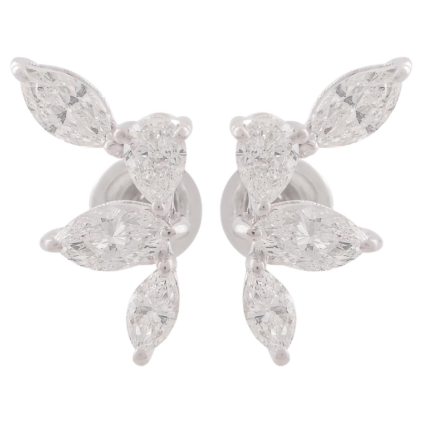 Natürliche 1,10 Karat Marquise 
Birne Diamant Ohrringe 18k Weißgold Feine Juwelen im Angebot