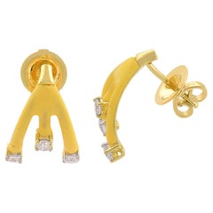0.44 Carat SI/HI Diamond Arrowhead Enamel Earrings 18 Karat Yellow Gold Jewelry