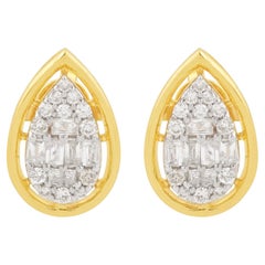 0,8 Ct. SI Reinheit HI Farbe Baguette Diamant Ohrstecker 10 Karat Gelbgold