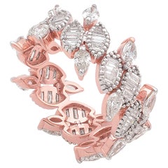 2,4 Karat SI Reinheit HI Farbe Baguette Birne Diamant Band Ring 18 Karat Rose Gold