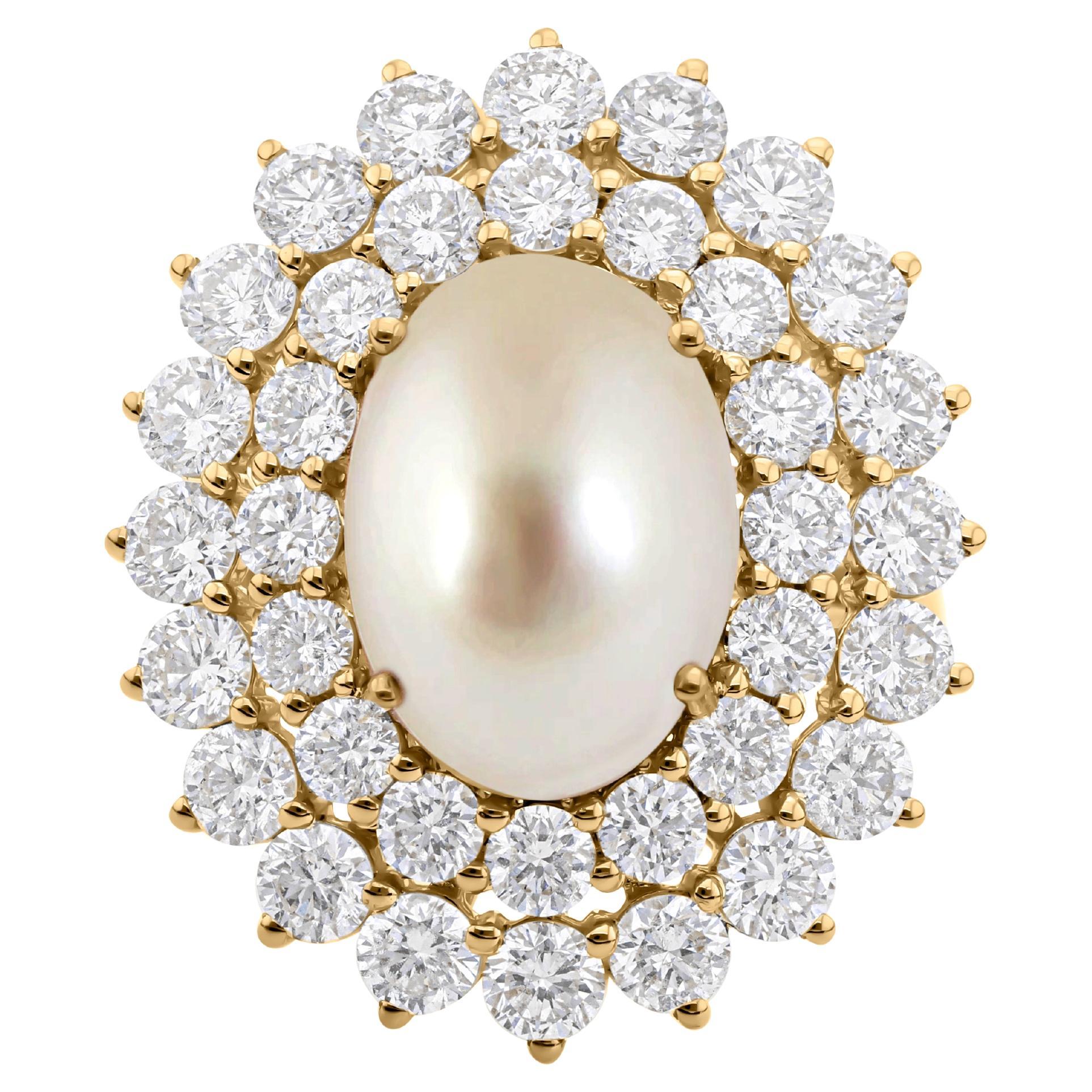 Anillo de cóctel de oro amarillo de 14 quilates con diamantes SI/H de 3,86 quilates reales