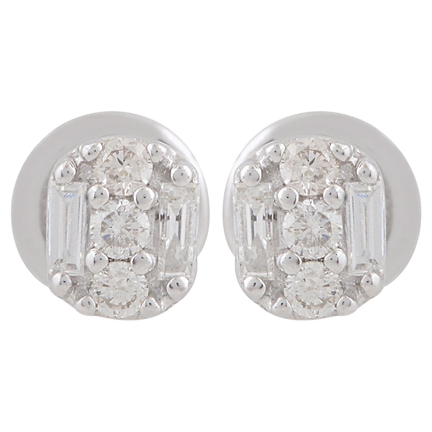 0.23 Carat SI Clarity HI Color Cluster Diamond Stud Earrings 10k White Gold For Sale