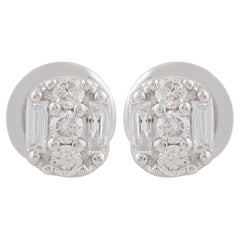 0.23 Carat SI Clarity HI Color Cluster Diamond Stud Earrings 10k White Gold