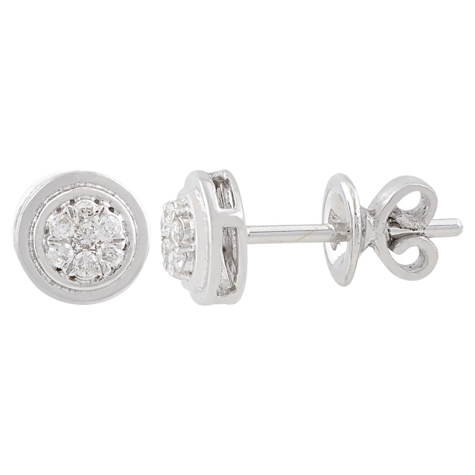 0.14 Carat SI Clarity HI Color Diamond Stud Earrings 10 Karat White Gold Jewelry For Sale