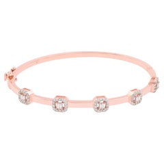 Bracciale con diamanti tondi e baguette da 0,47 carati Nature in oro rosa 14 carati