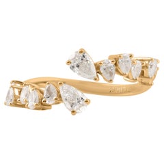 0.92 Ct Natural Diamond Wrap Around Open Engagement Ring 18 Karat Yellow Gold