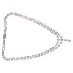46,30 Carati SI Chiarezza HI Colore Collana di diamanti taglio smeraldo Oro bianco 18 carati