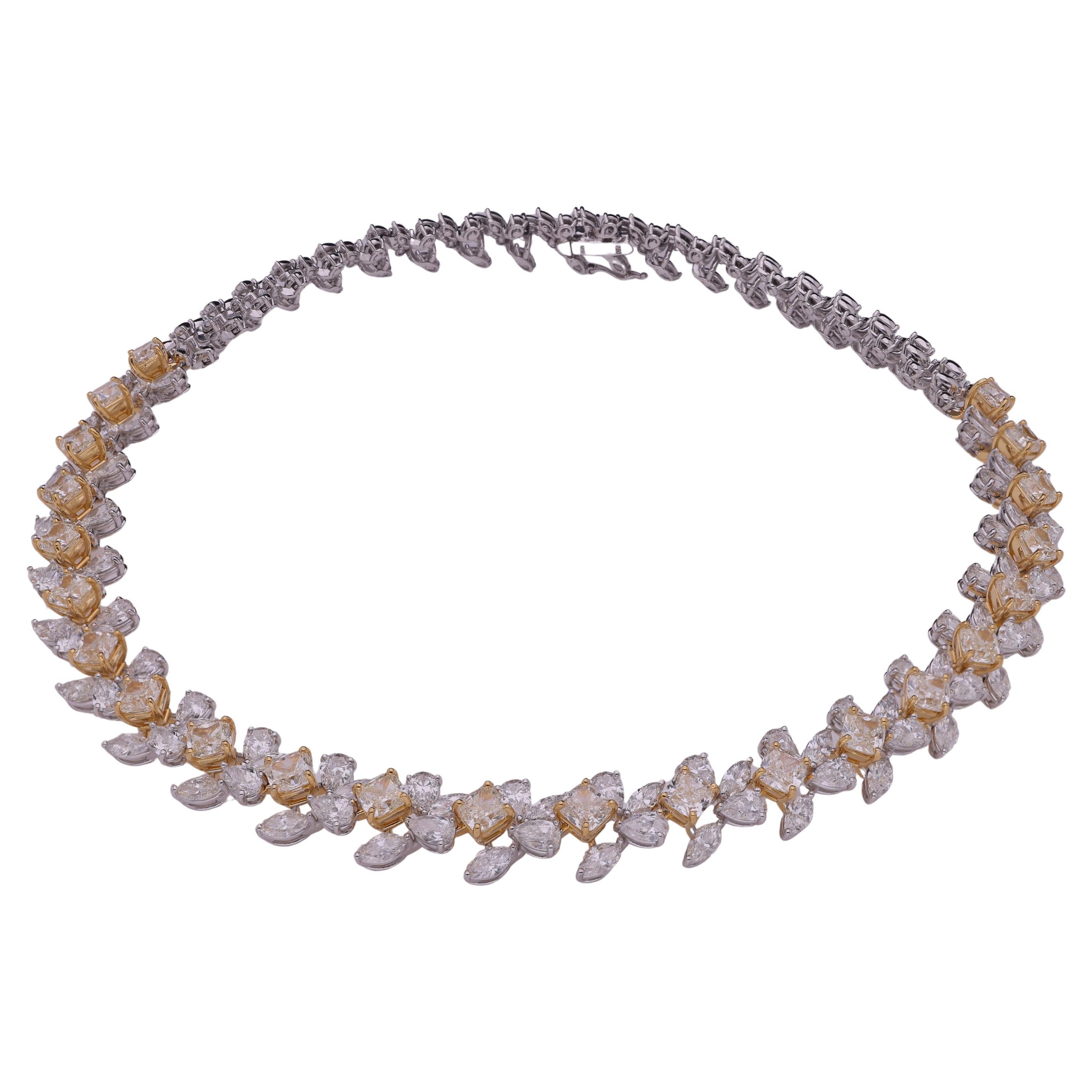 Vero 43,74 Carati SI Chiarezza HI Colore Collana Multi Diamante Oro Bianco 18 Carati in vendita