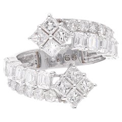 Natural 2.6 Carat Princess Cut SI/H Diamond Open Band Ring 14 Karat White Gold Natural 2.6 Carat Princess Cut SI/H Diamond Open Band Ring 14 Karat White Gold
