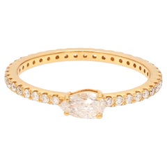 14K Yellow Gold Pear Cut Diamond Eternity Stackable Band Ring