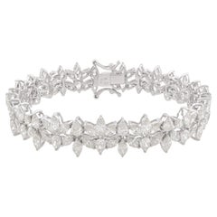 17.50 Ct SI/H Pear Marquise Diamond Tennis Bracelet 18 Karat White Gold
