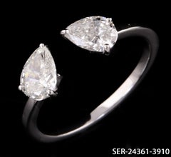 0.84 Carat SI/H Pear Brilliant Cut Diamond Cuff Ring 18 Karat White Gold Jewelry