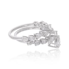1.64 Carat SI Clarity HI Color Pear & Round Diamond Two Ring 18 Karat White Gold