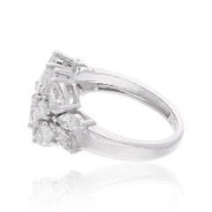 2,01 Ct. Anillo de diamantes talla princesa pera marquesa Joyas de oro blanco de 18 quilates