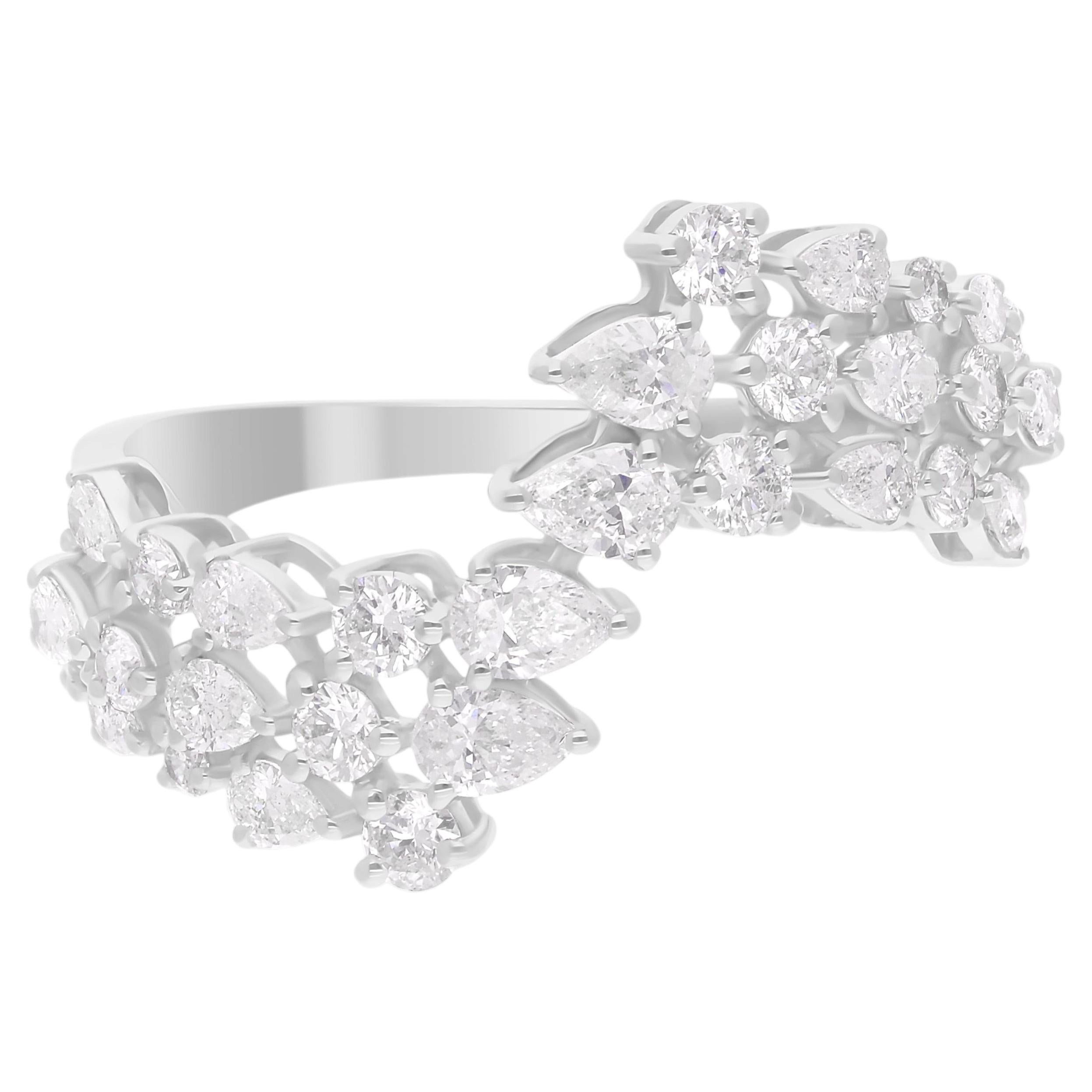 For Sale:  1.14 Carat SI/H Pear Round Brilliant Cut Diamond Wrap Ring 18 Karat White Gold
