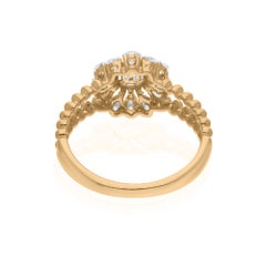 0.71 Carat SI/H Pear Baguette Diamond Flower Ring 14 Karat Yellow Gold Jewelry