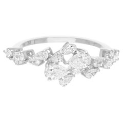 Natural 1.04 Carat SI Clarity HI Color Diamond Ring 18 Karat White Gold Jewelry